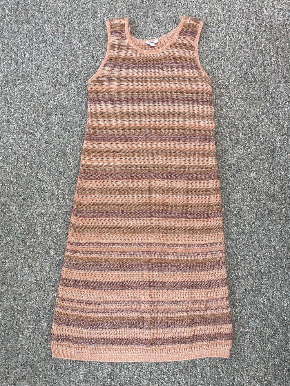 Sonoma Peach and Brown Striped Knit Tank Dress